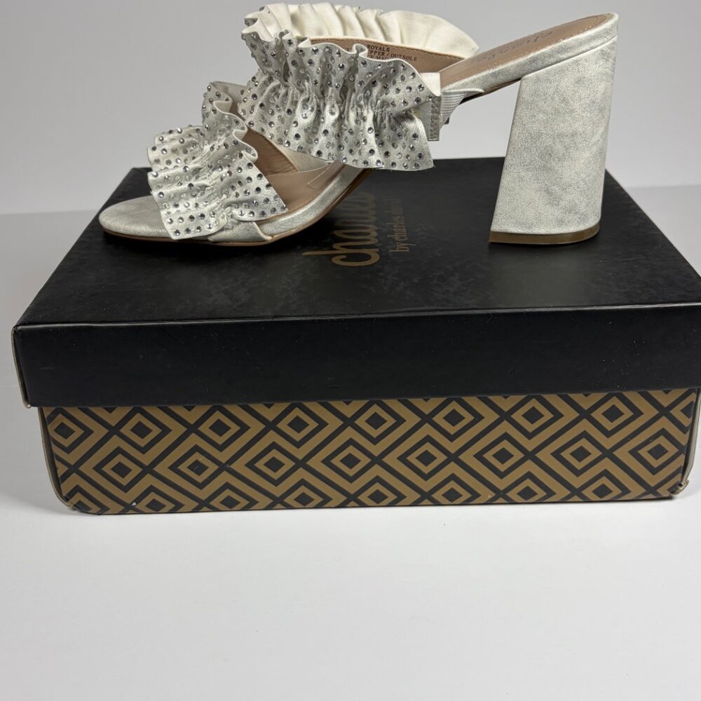 Charles by Charles David Royals Sandals Women’s 11 White Rhinestone Block Heel - Picture 1 of 14